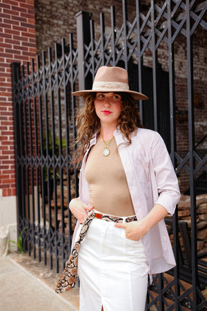 Lauren Boyfriend Shirt - Tan Stripe