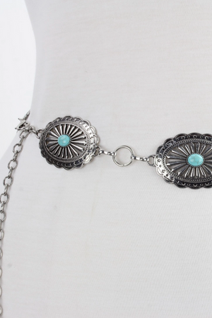 Turquoise Oval Chain Belt