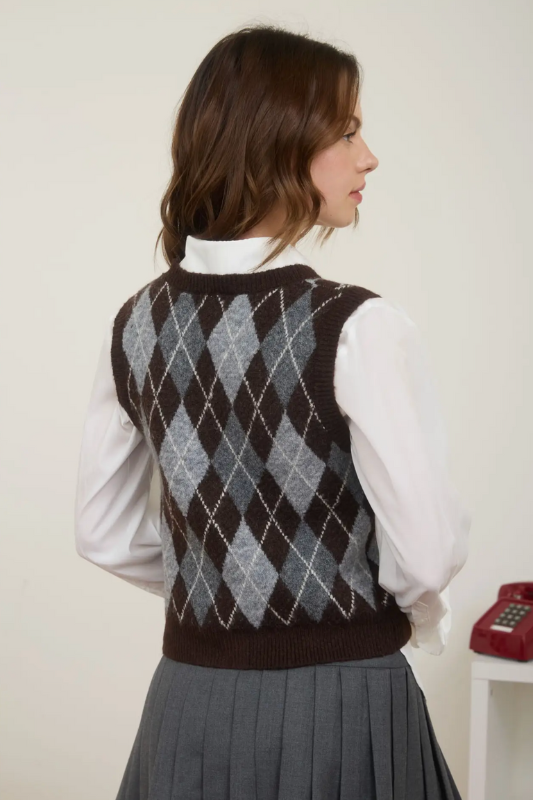 Twiggy Argyle Vest