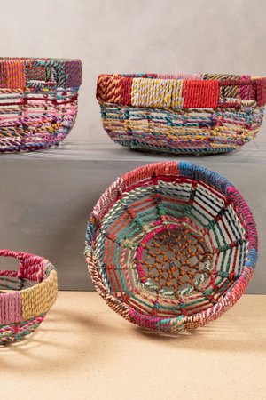Multicolor Jute Weave Basket