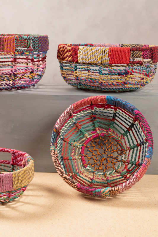 Multicolor Jute Weave Basket