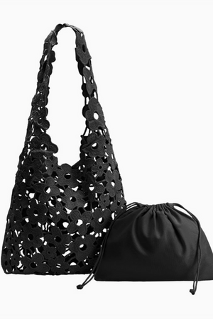 Aster Floral Tote - Black