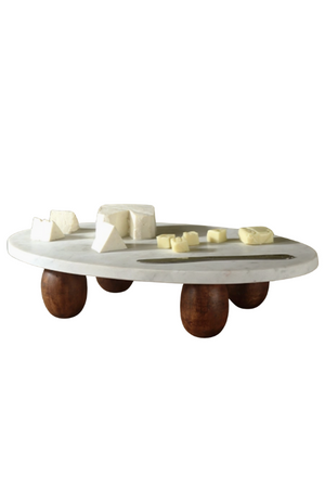 Marble Cake Stand with Wooden Feet