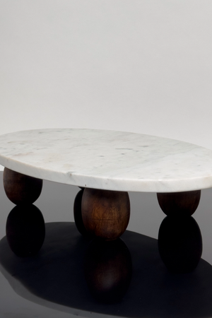 Marble Cake Stand with Wooden Feet