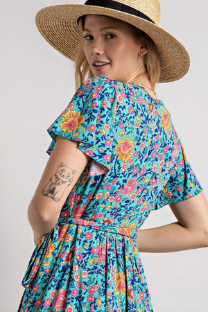 Gentry Flutter Sleeve Wrap Dress