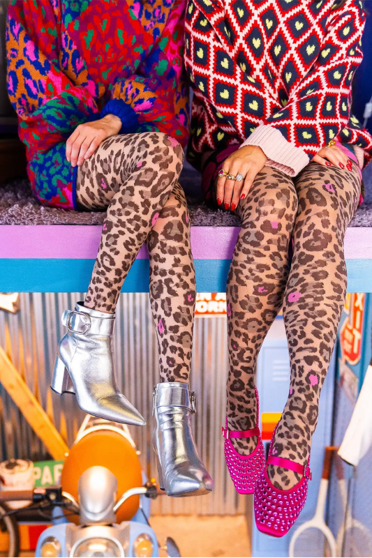 Pink Pop Leopard Sheer Tights