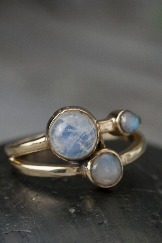 Triple Moonstone Ring