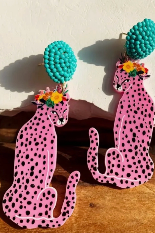 Pink Lady Leopard Earrings<br>***LAST ONE***