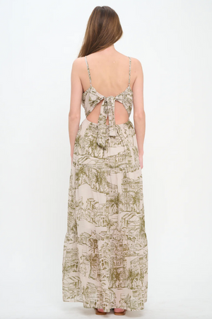 Santorini Olive Sketch Maxi Dress