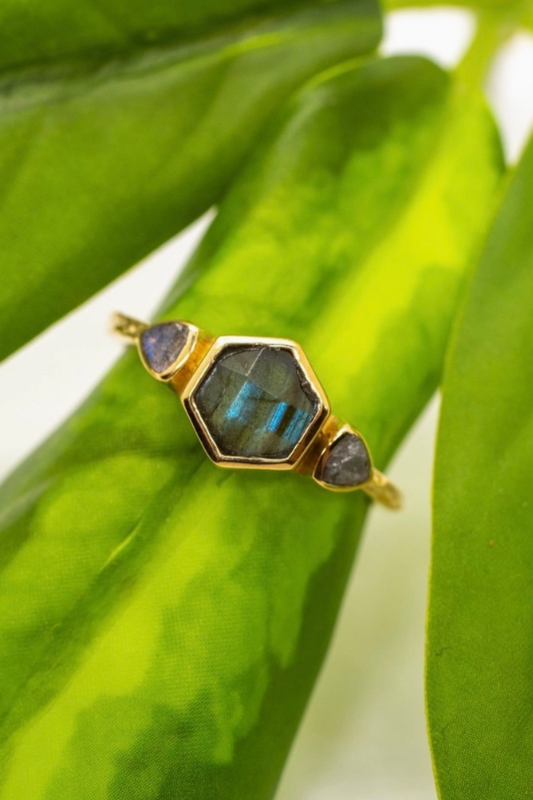 Labradorite Hex Ring