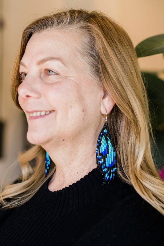 Turquoise Butterfly Wing Fringe Earrings