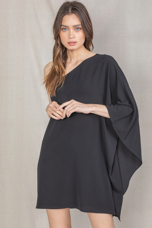 Cassie Shoulder Dress - Black