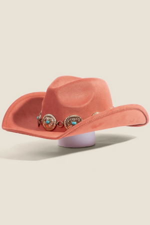 Turquoise Concho Cowboy Hat - Pink