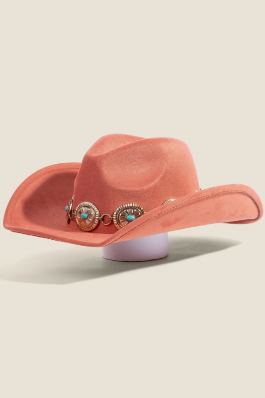 Turquoise Concho Cowboy Hat - Pink
