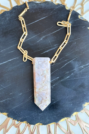 Flower Agate Pendant Necklace