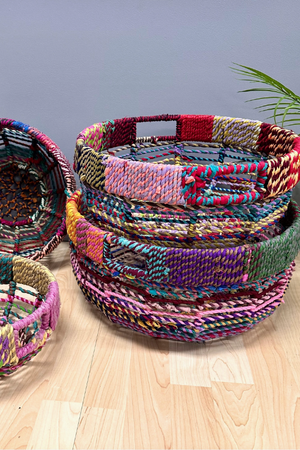Multicolor Jute Weave Basket