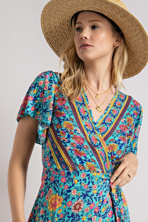 Gentry Flutter Sleeve Wrap Dress
