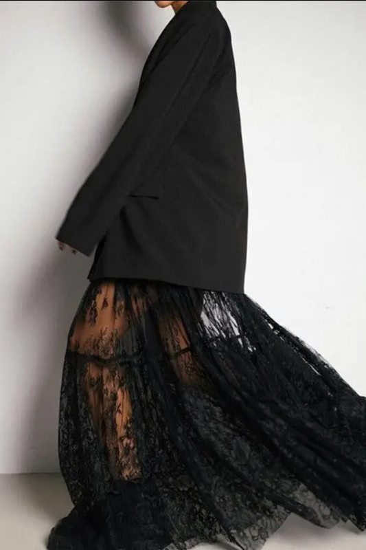 Blaire Lace Midi Skirt - Black