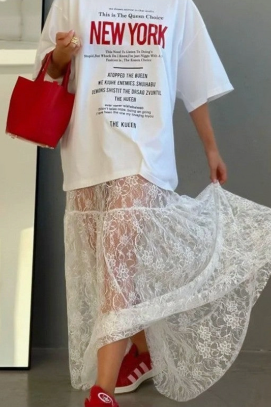 Blaire Lace Midi Skirt - White