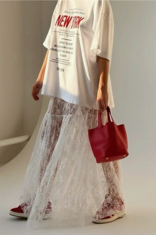 Blaire Lace Midi Skirt - White