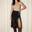 Load image into Gallery viewer, Joana Fringe Buckle Skirt - Black
