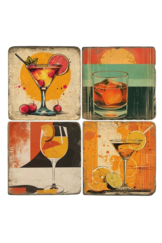 Summer Cocktails Marble Coasters