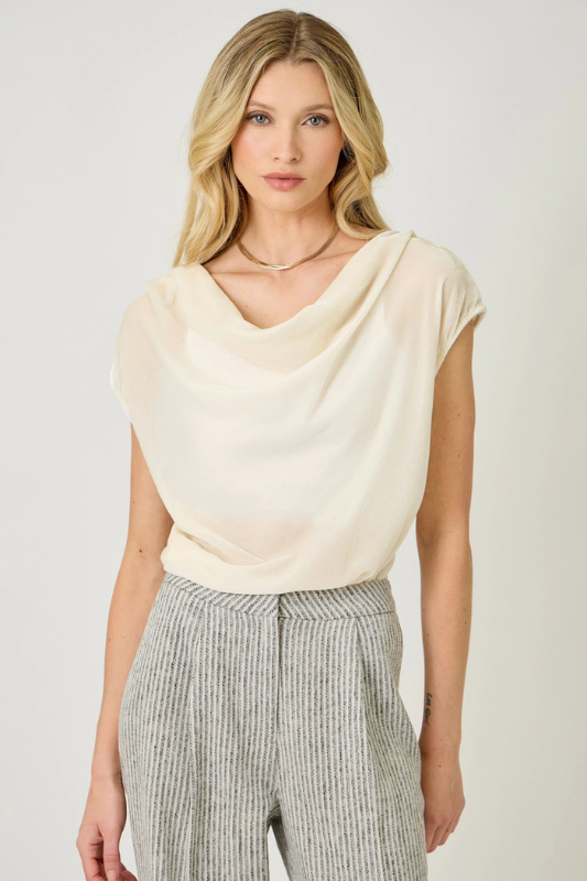 Vera Velvet Top- Pearl