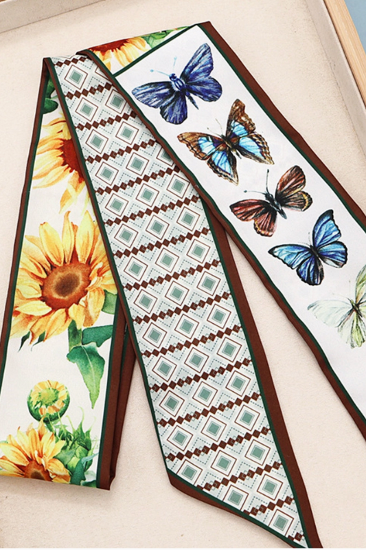Sunflower Butterfly Skinny Scarf