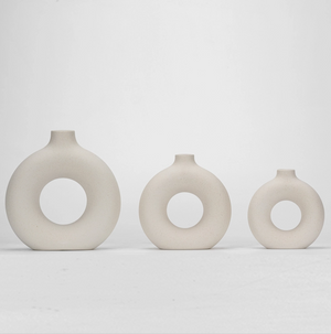 Neutral Nordic Donut Vase