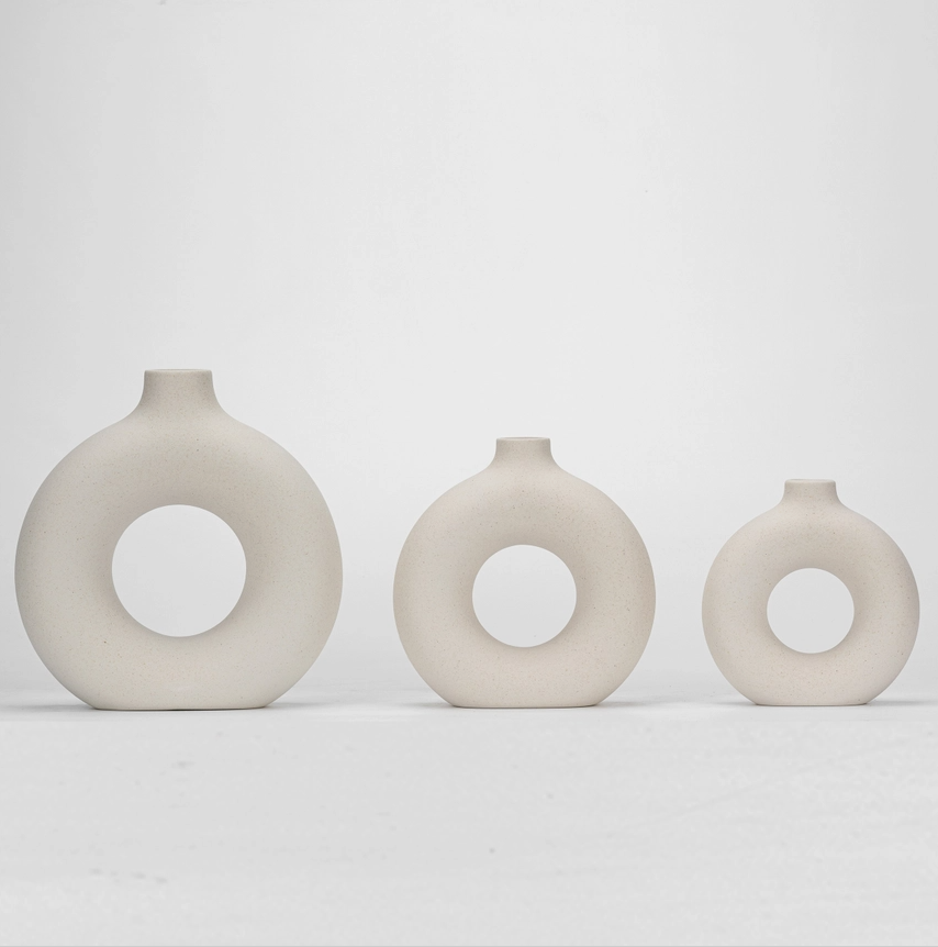 Neutral Nordic Donut Vase