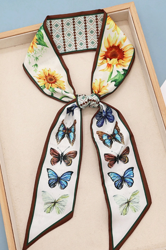 Sunflower Butterfly Skinny Scarf