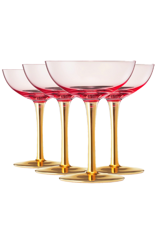 Art Deco Coupe Glasses (x4) - Pink