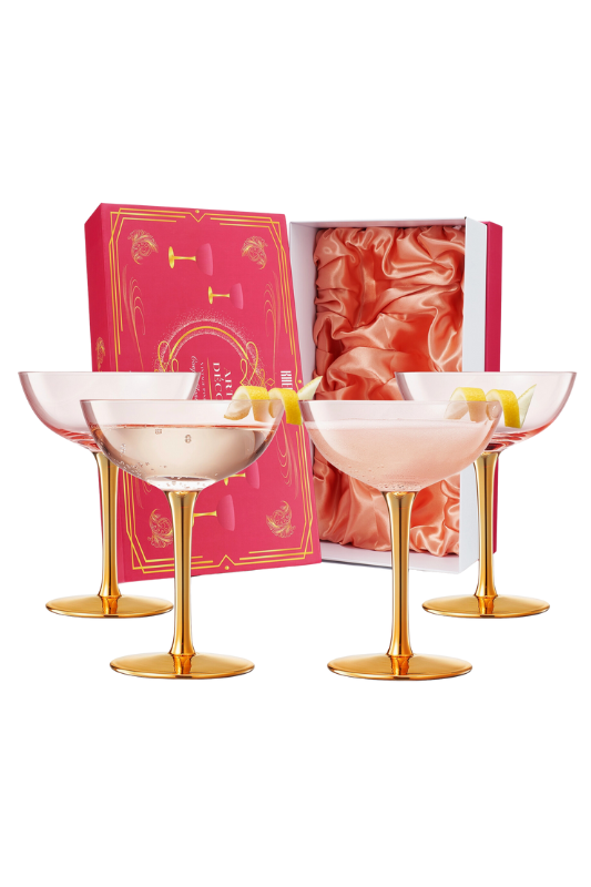 Art Deco Coupe Glasses (x4) - Pink