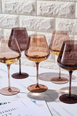 Colored Wine Glass Set - Brown