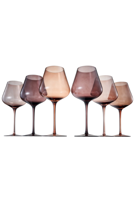 Colored Wine Glass Set - Brown