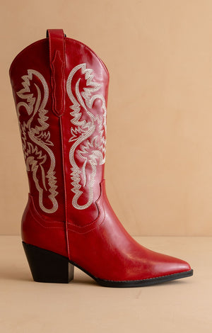 Amaya Western Boot - Cherry