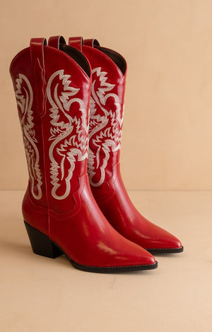 Amaya Western Boot - Cherry