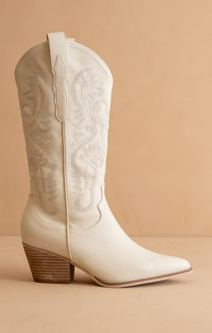 Amaya Western Boot - Ivory