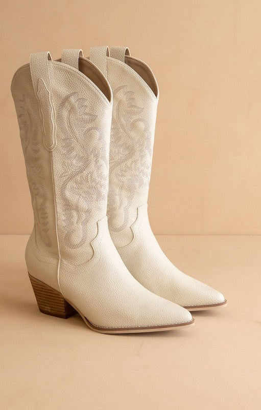 Amaya Western Boot - Ivory