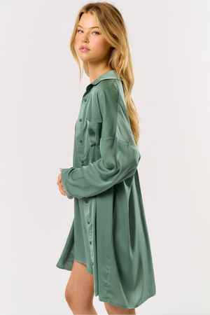 Gracie Shirt Dress - Sage