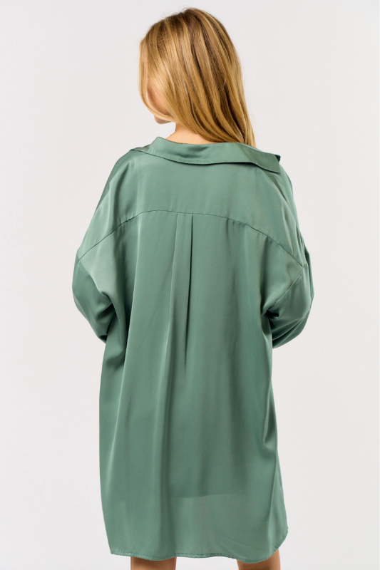 Gracie Shirt Dress - Sage