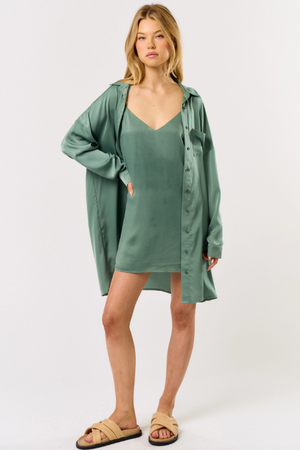 Gracie Shirt Dress - Sage