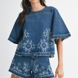 Load image into Gallery viewer, Jennifer Embroidered Denim Short

