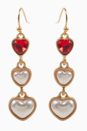 Pearl Heart Strand Earrings