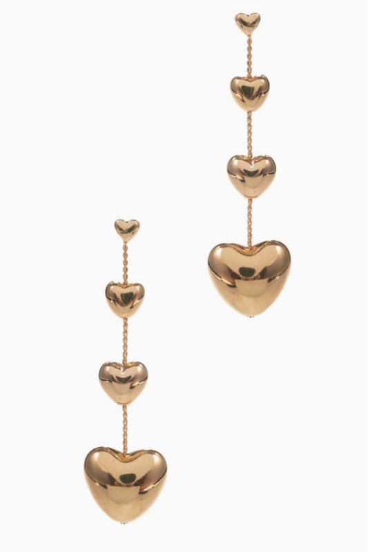 Gold Heart Strand Earrings