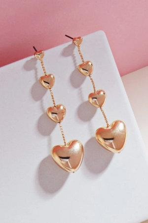 Gold Heart Strand Earrings