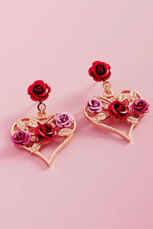 Heart Roses Earrings