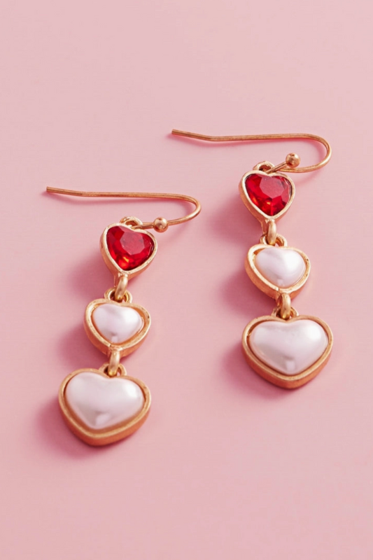 Pearl Heart Strand Earrings