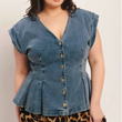 Load image into Gallery viewer, Tisha Denim Top Plus
