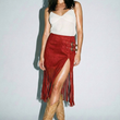 Load image into Gallery viewer, Joana Fringe Skirt - Rust
